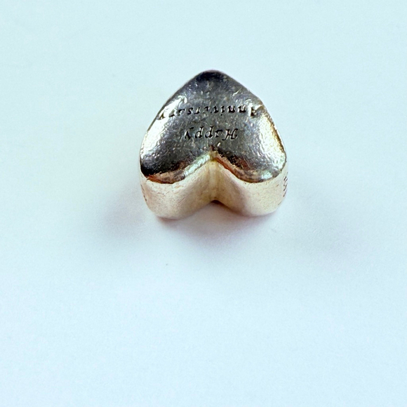 Pandora Happy Anniversary Two Tone 14K Gold & Sterling Silver 925 Heart Charm - Picture 5 of 7